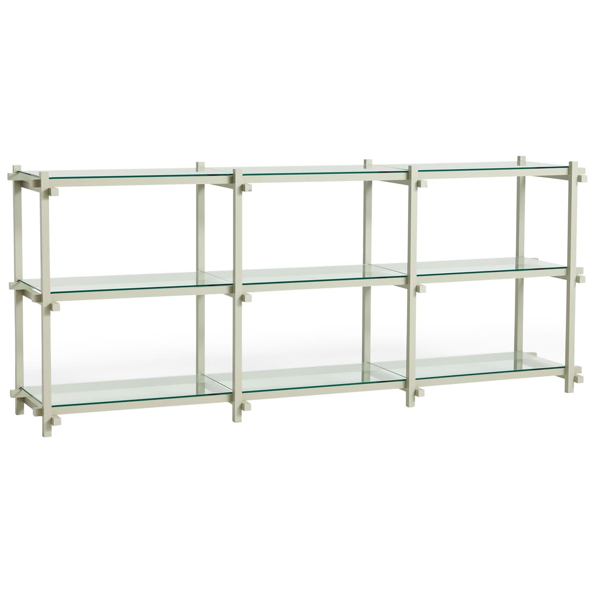 Hay Woody Low Stellingkast Grijs Beuken Frame Clear Glass