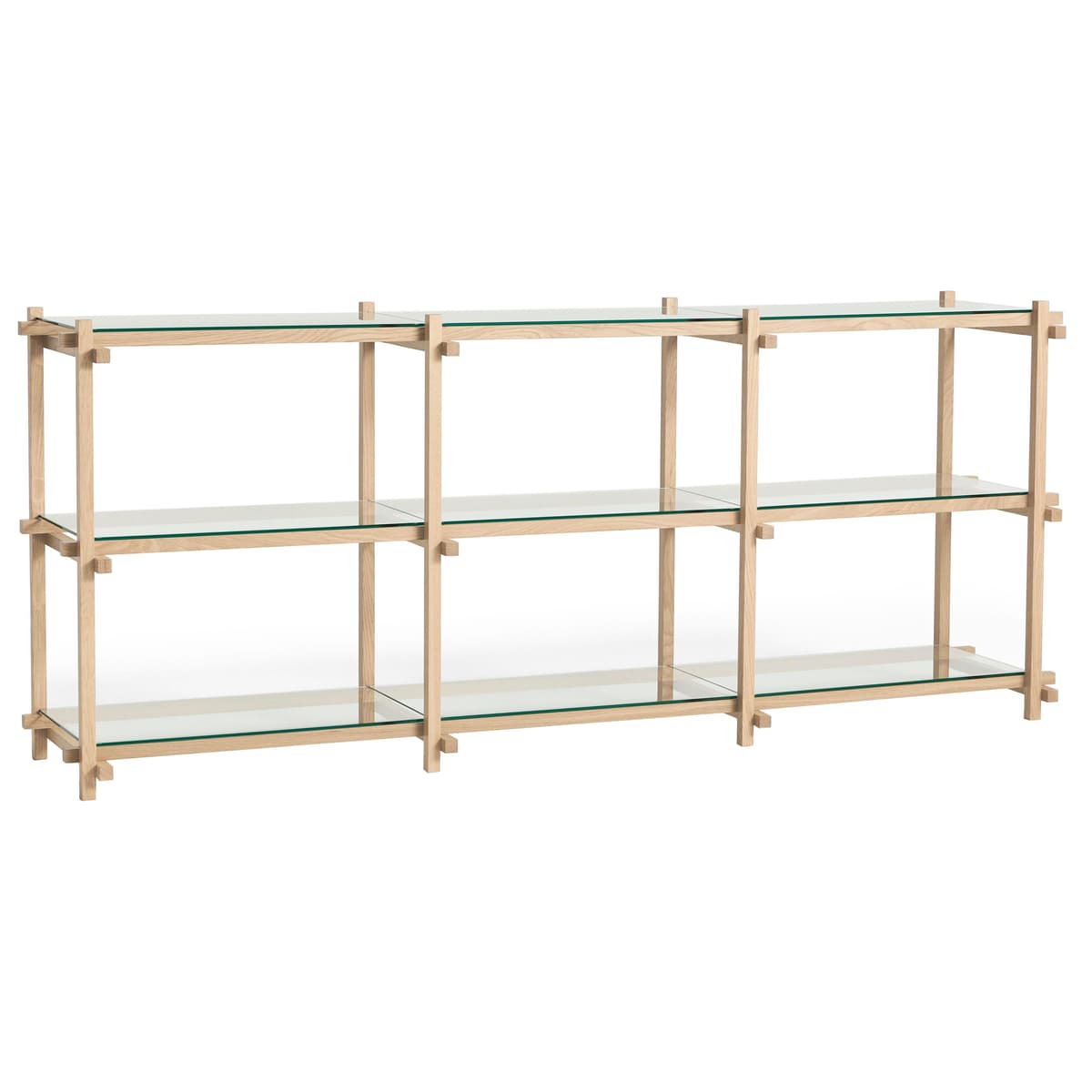 Hay Woody Low Stellingkast Eikenhouten Frame Clear Glass