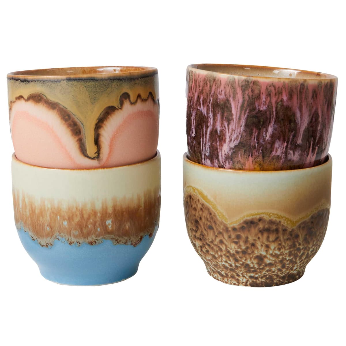 HKliving 70's Ceramic Koffiekop Set Van 4 Lagoon