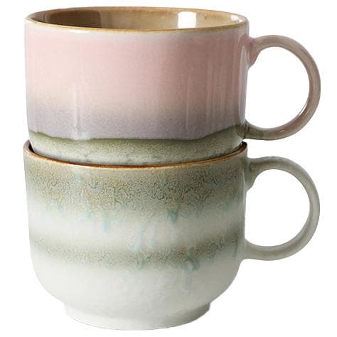 HKliving 70's Ceramic Thee Mok Set Van 2 Nova