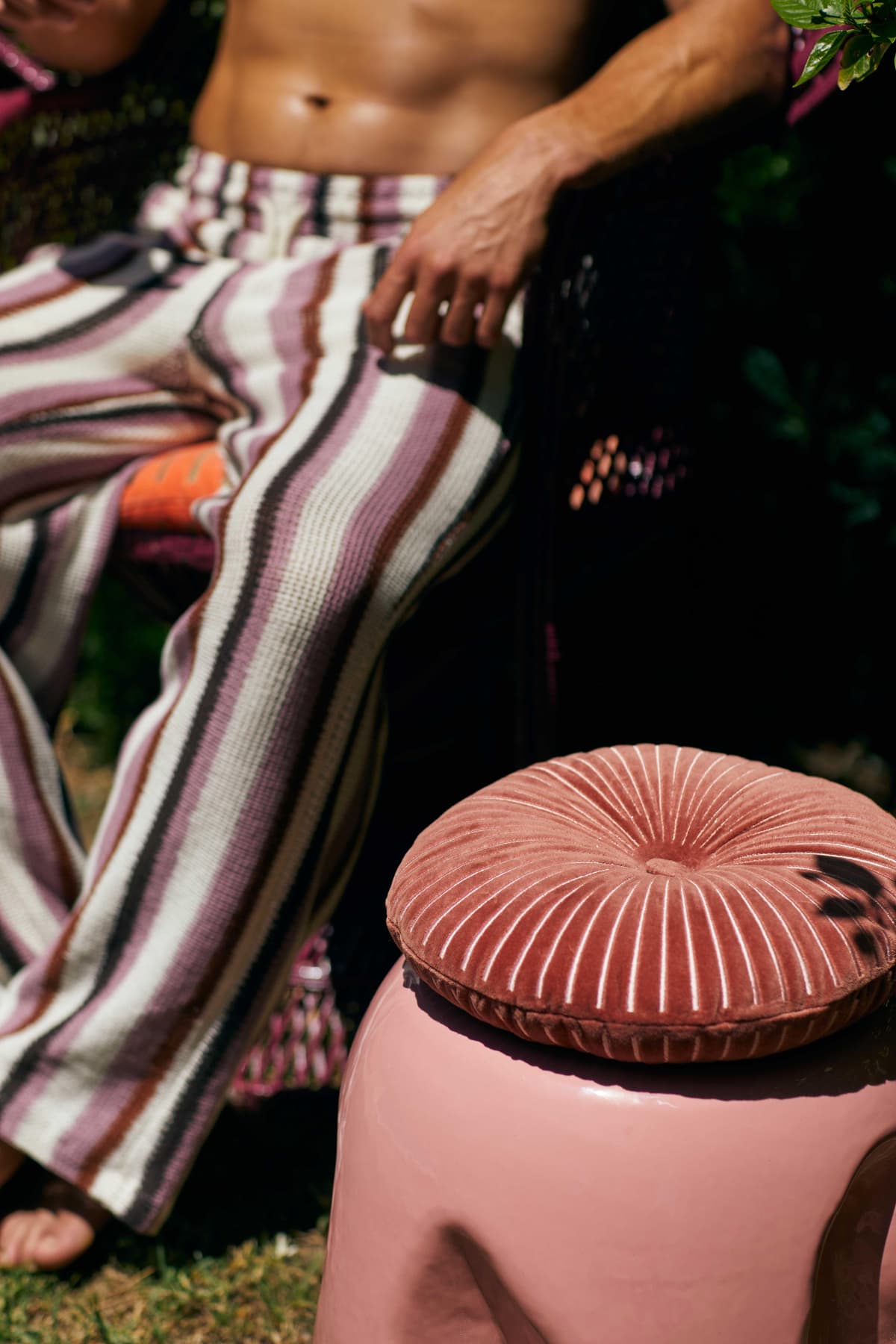 HKliving Round Ripple KussenØ35 Burgundy thumbnail 4