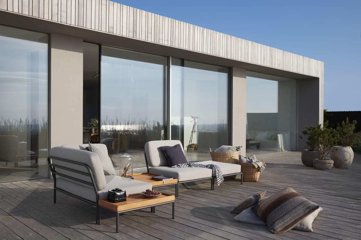 Houe Level Chaise Longue Ligbed Frame Donkergrijs Stof Char thumbnail 4