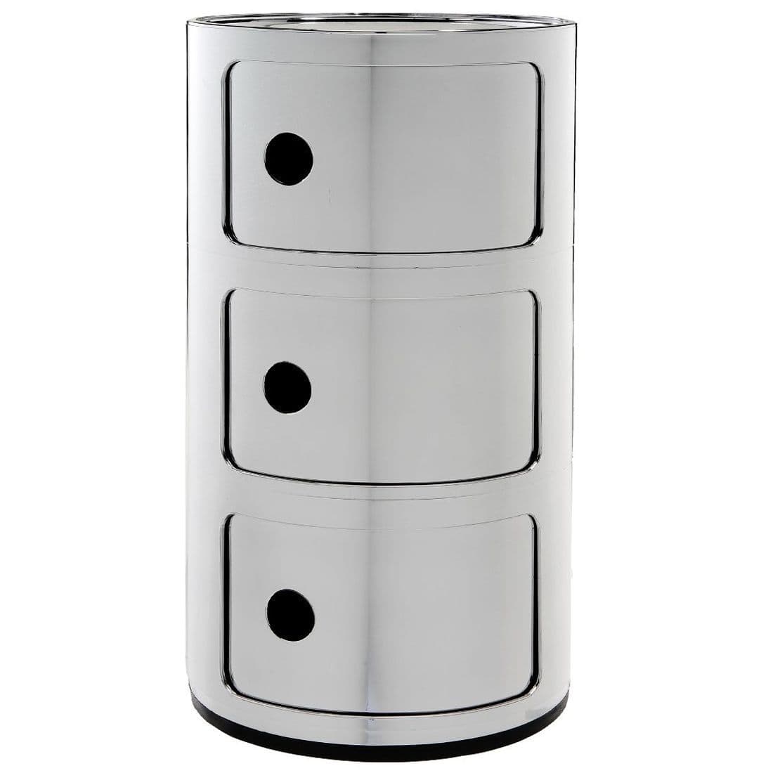 Kartell Componibili Nachtkast Metallic (3 Comp.)Ø32 Chroom