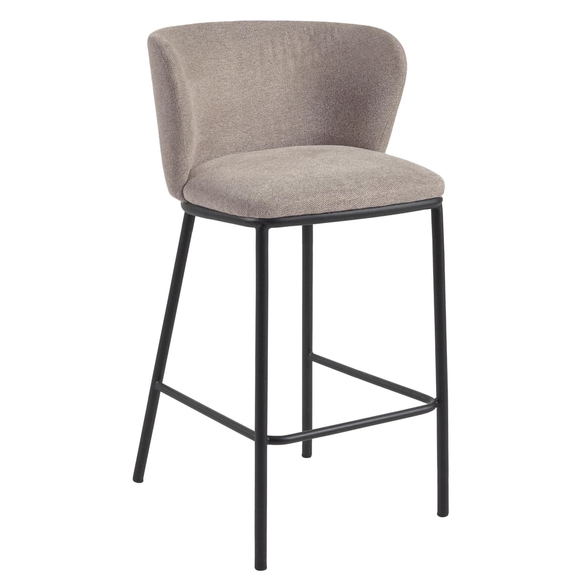 Kave Home Ciselia Barkruk 65 Chenille Lichtbruin