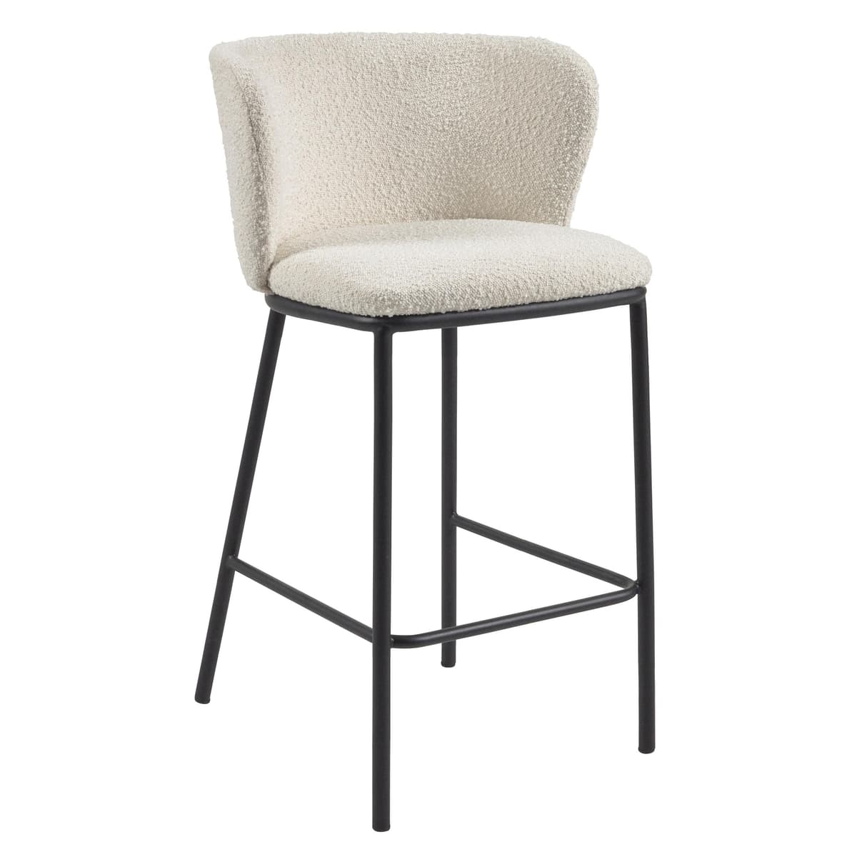 Kave Home Ciselia Barkruk 65 Schapenvacht Wit