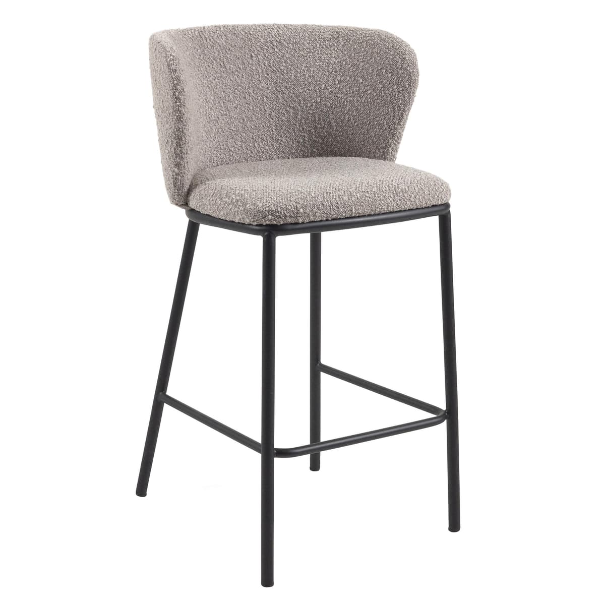 Kave Home Ciselia Barkruk 65 Schapenvacht Lichtgrijs