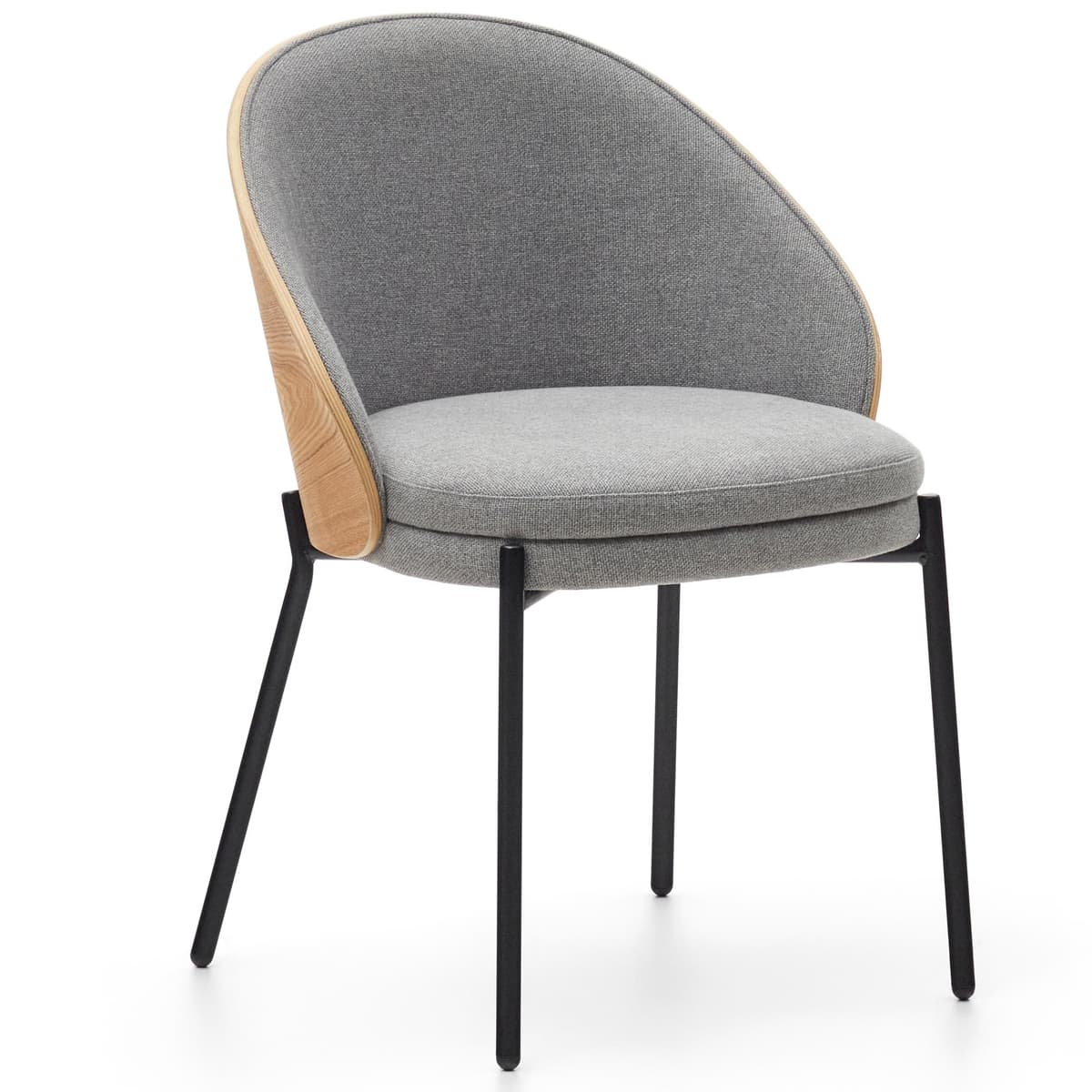 Kave Home Eamy Eetkamerstoel Lichtgrijs Naturel Hout