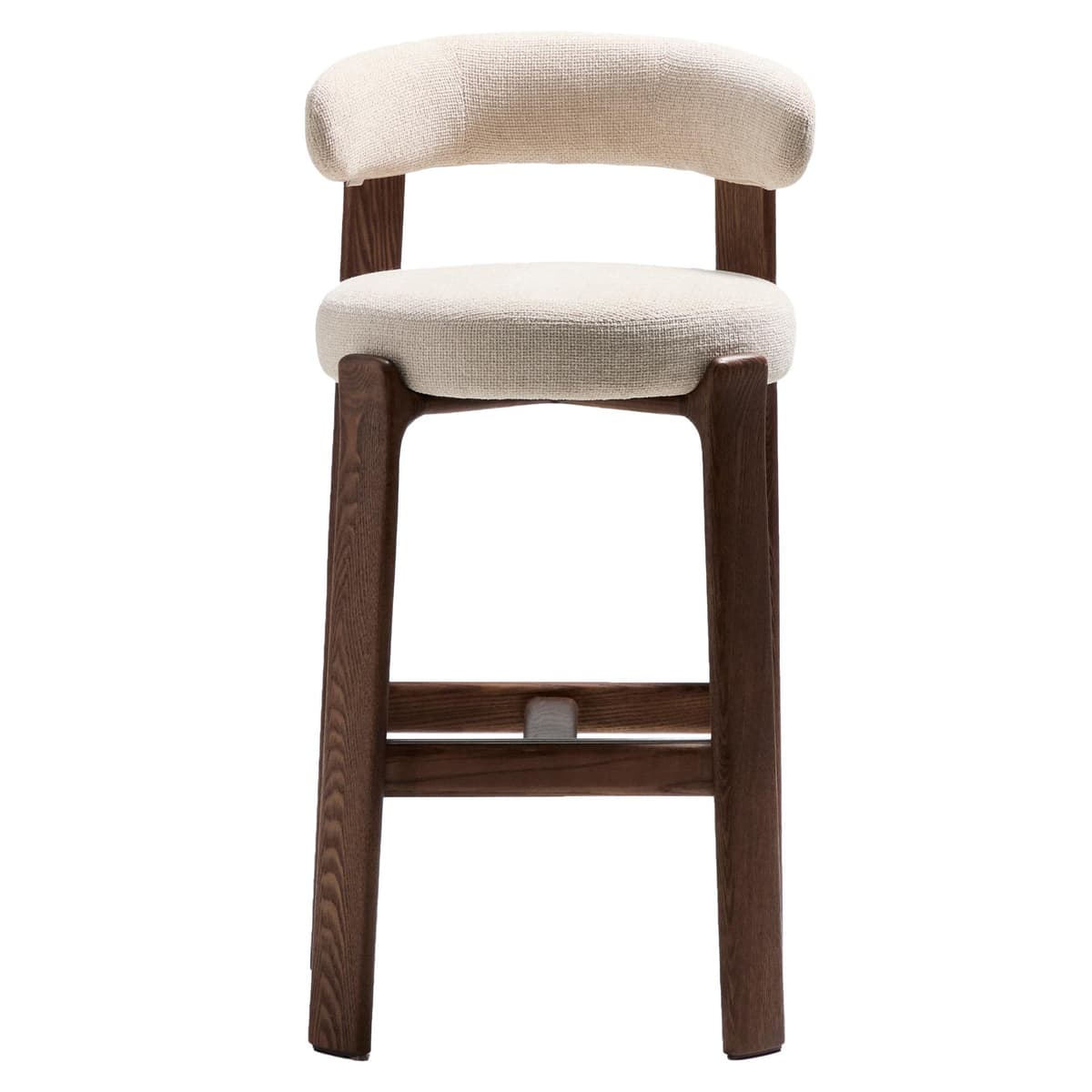 Kave Home Granite Barkruk H75 Donker Essenhout Beige Chenille