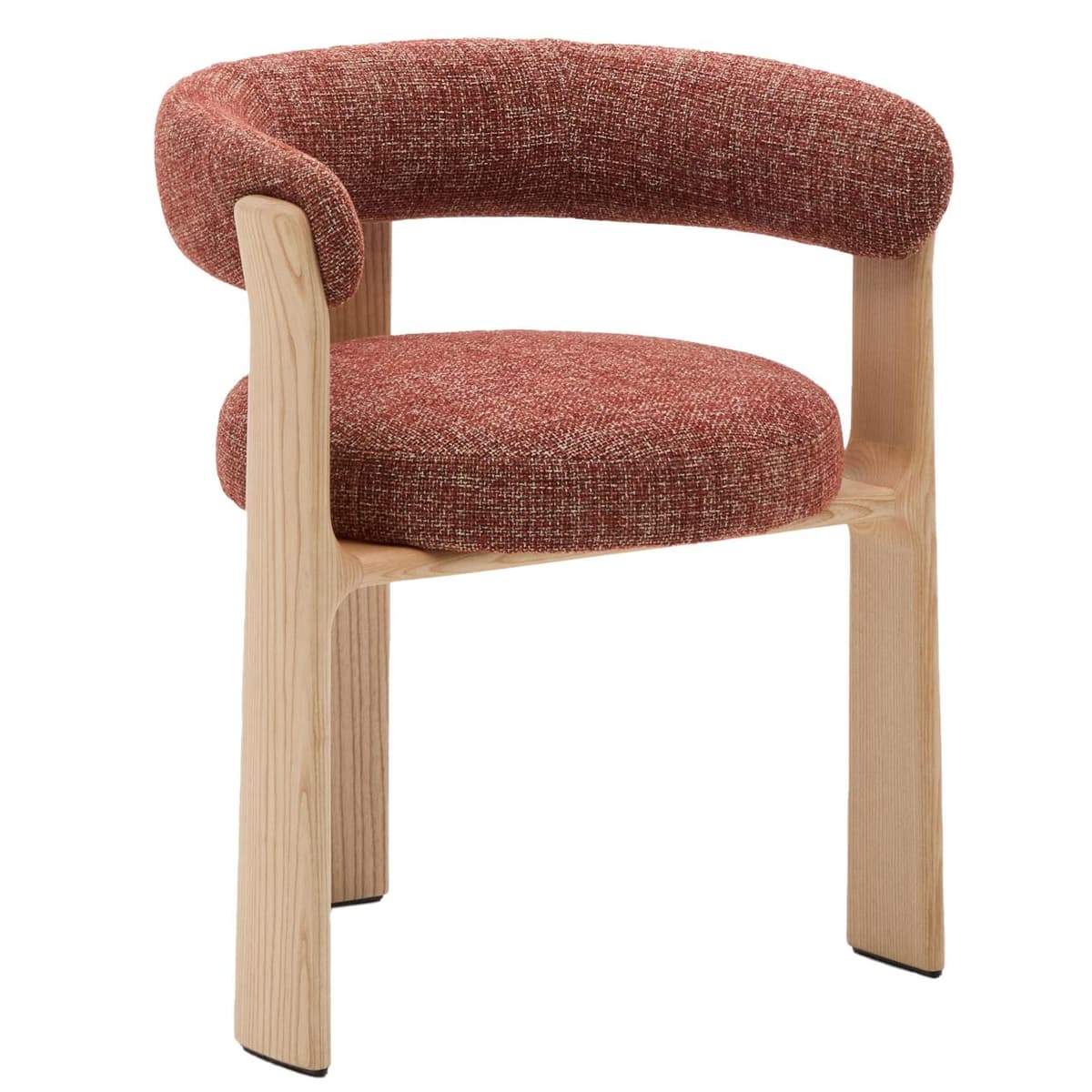 Kave Home Granite Eetkamerstoel Licht Essenhout Terracotta Chenille