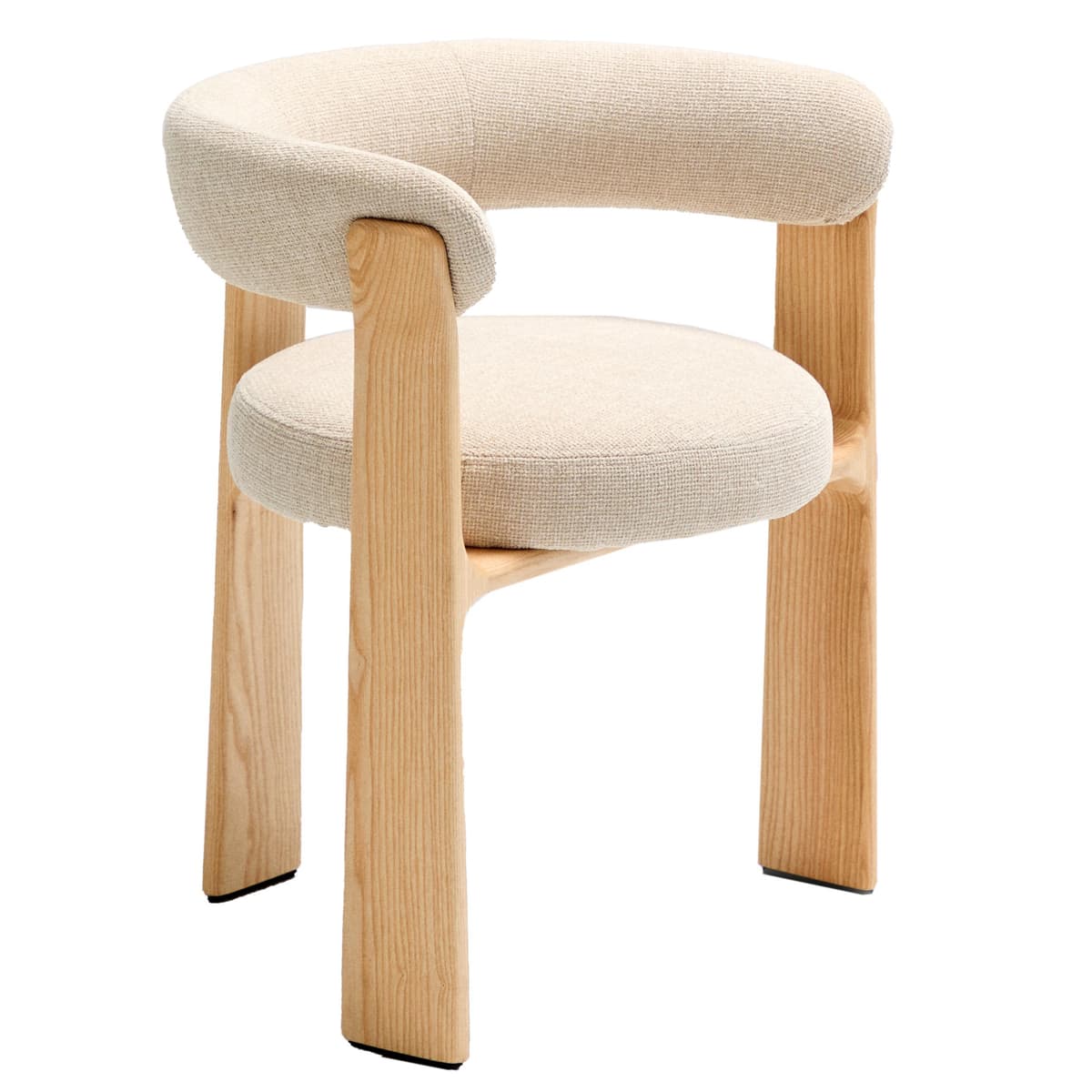 Kave Home Granite Eetkamerstoel Licht Essenhout Beige Chenille