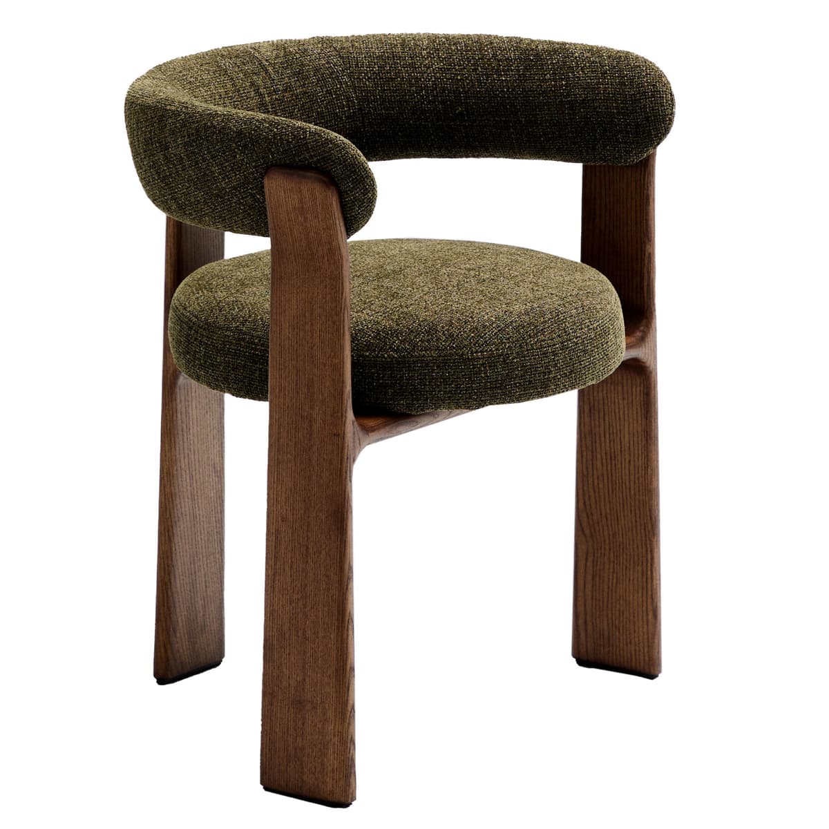 Kave Home Granite Eetkamerstoel Donker Essenhout Groen Chenille