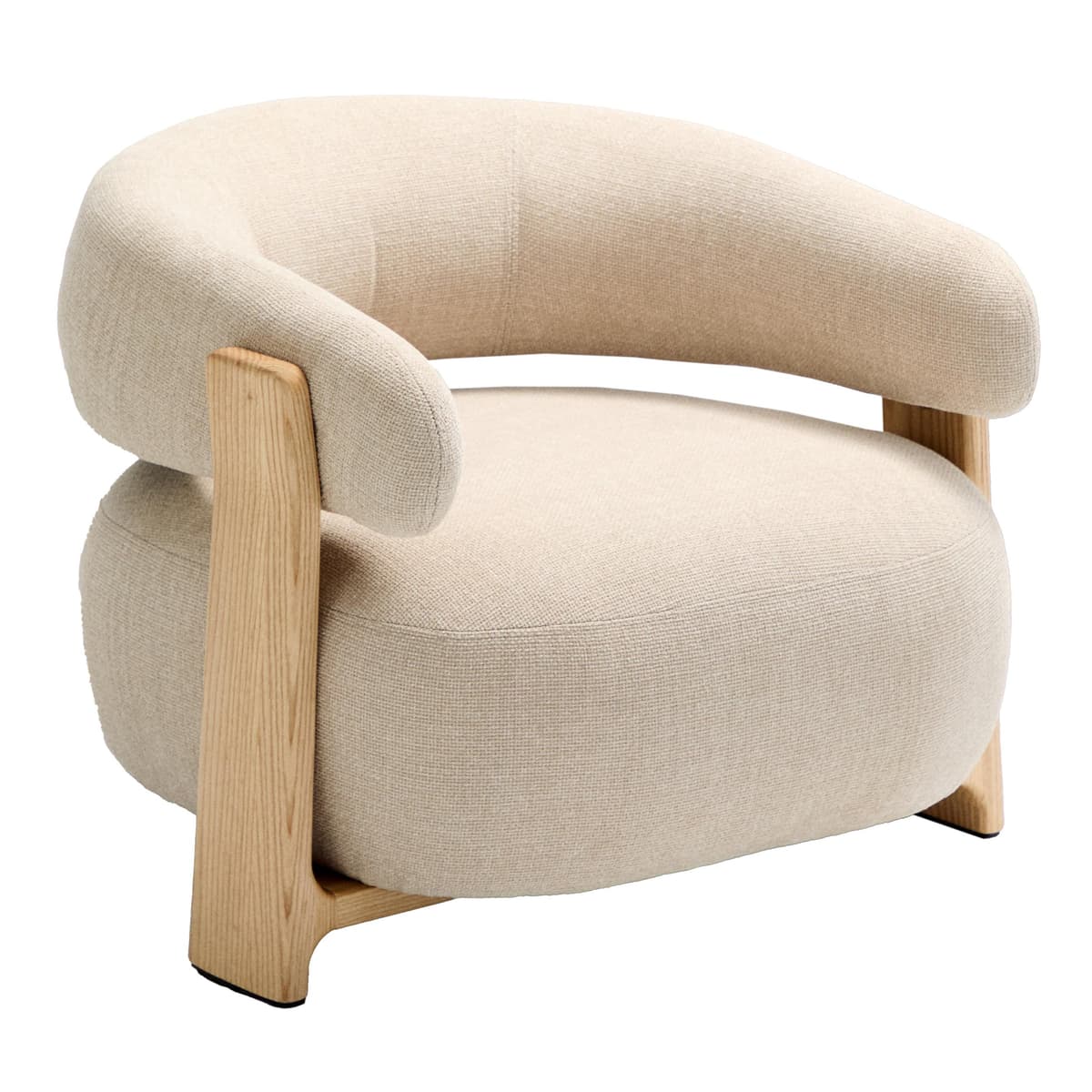 Kave Home Granite Fauteuil Licht Essenhout Beige Chenille