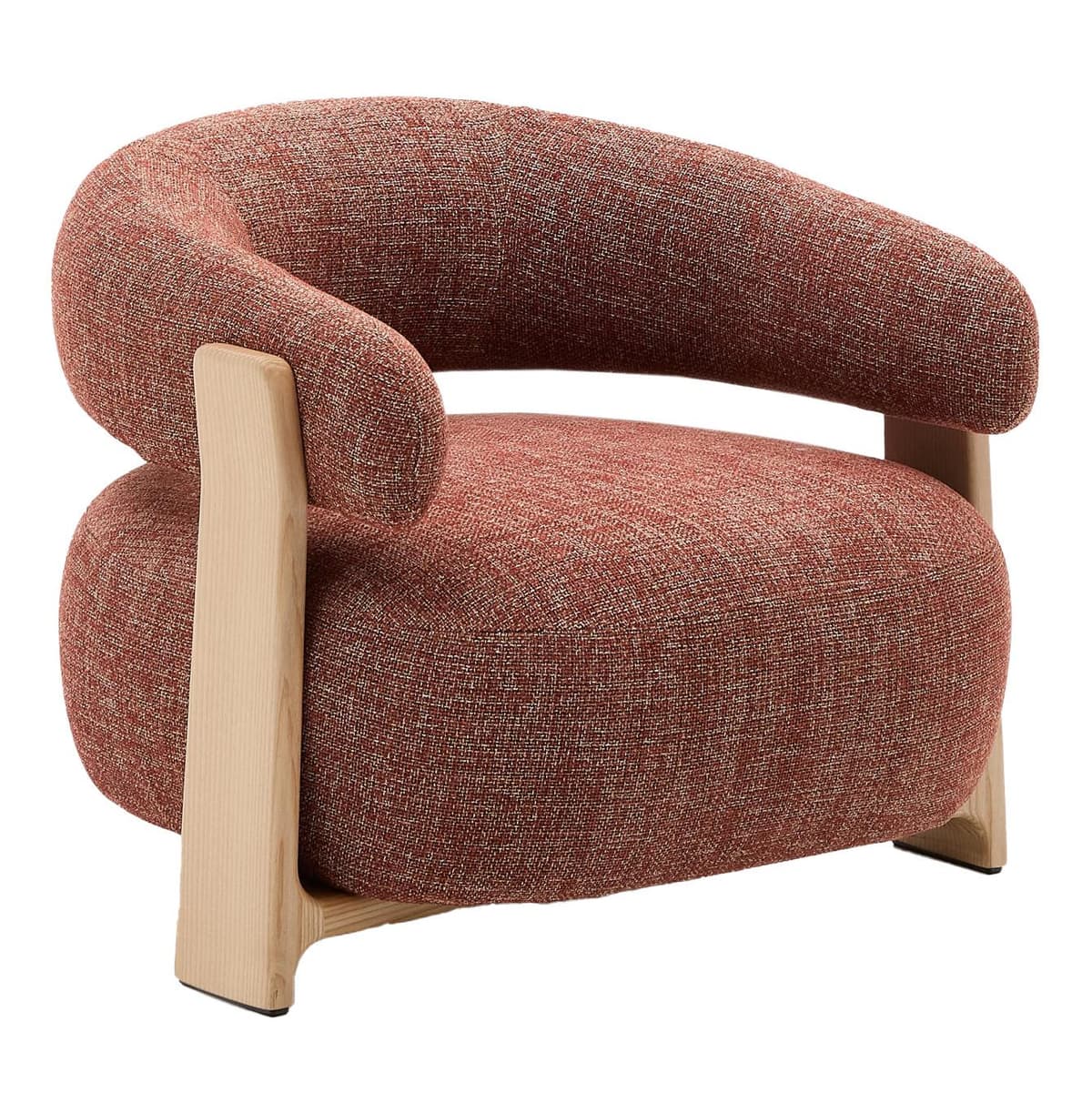 Kave Home Granite Fauteuil Licht Essenhout Terracotta Chenille