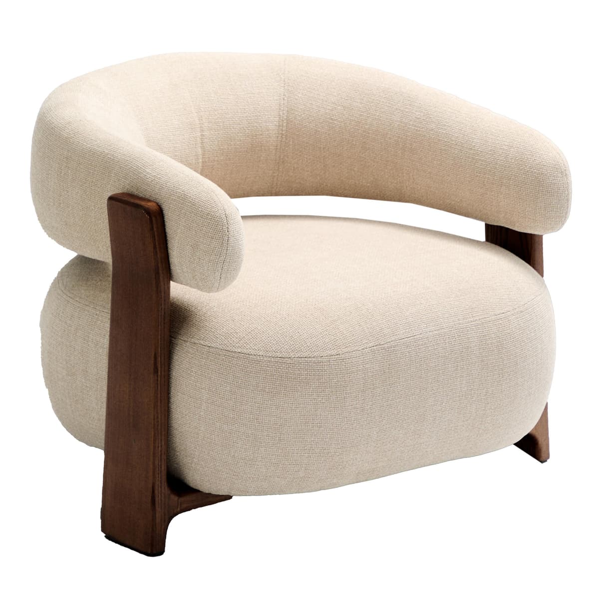 Kave Home Granite Fauteuil Donker Essenhout Beige Chenille