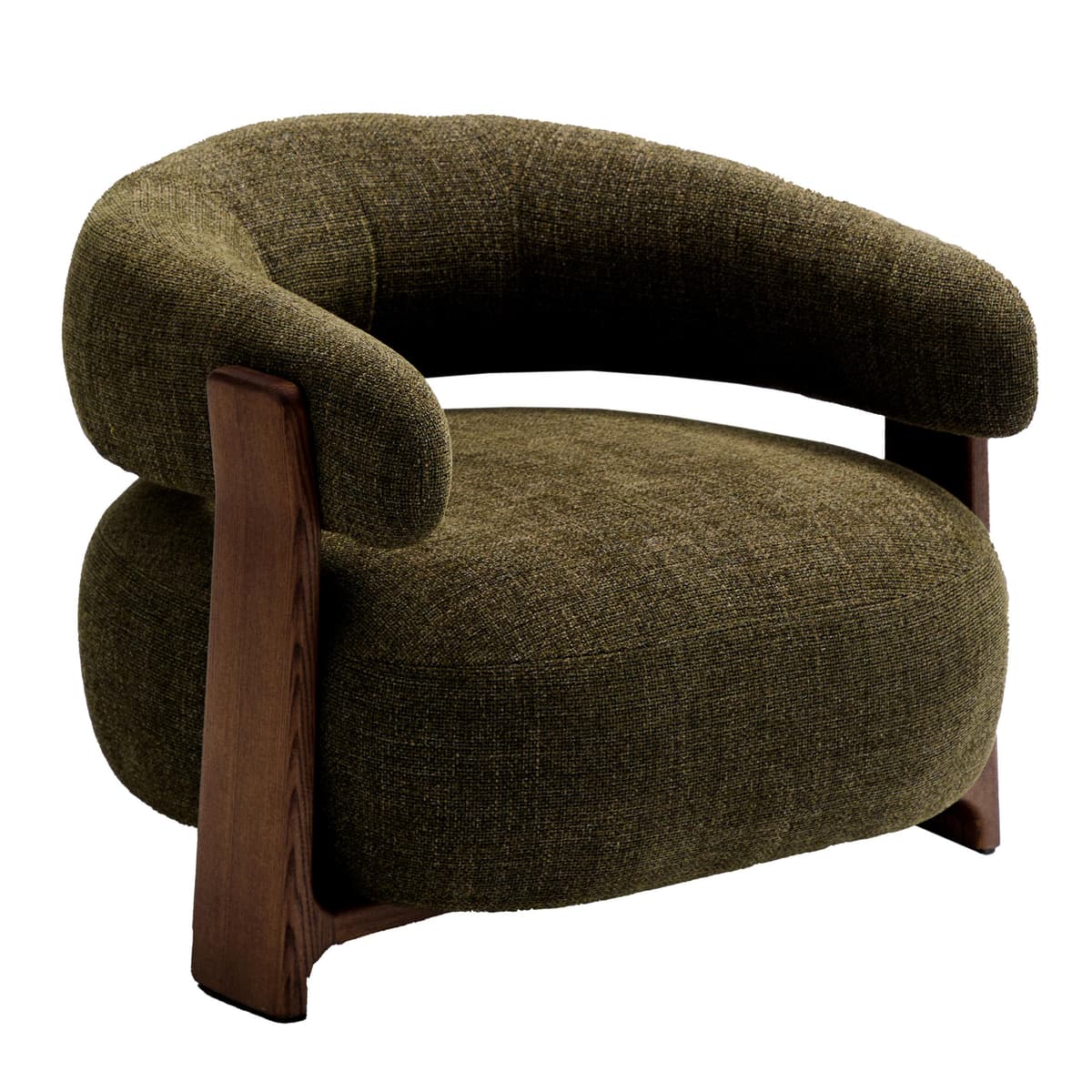 Kave Home Granite Fauteuil Donker Essenhout Groen Chenille