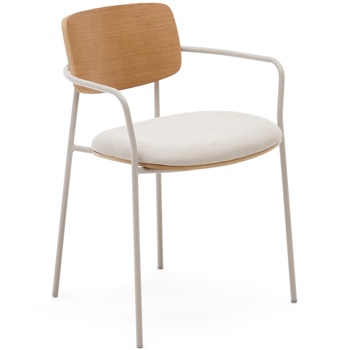 Kave Home Maureen Stoel Eiken Met Beige Onderstel