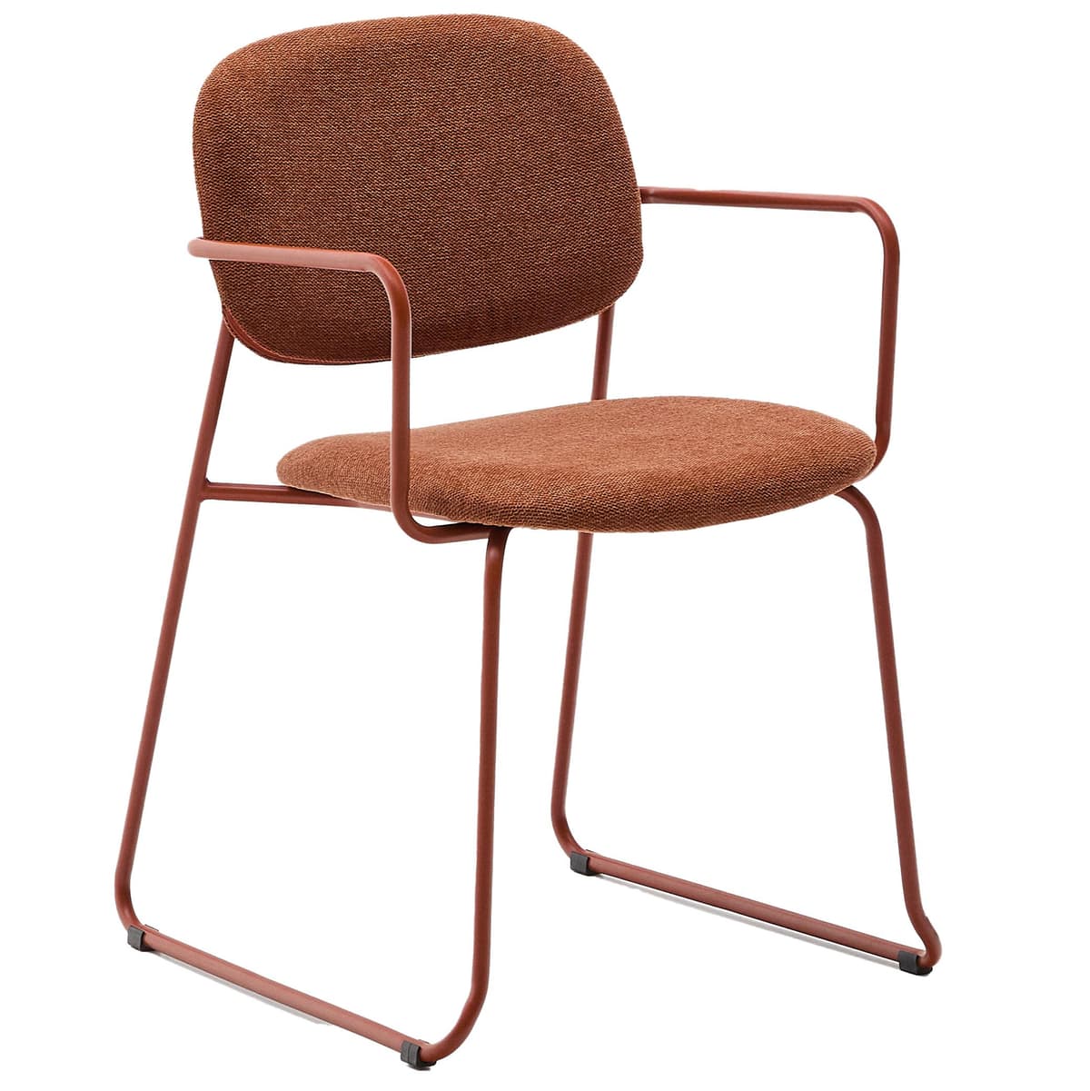 Kave Home Meli Eetkamerstoel Met Armleuning Terracotta Chenille