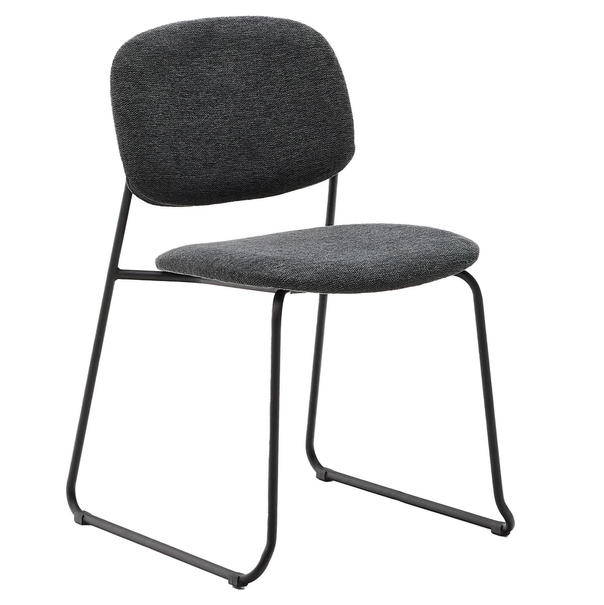 Kave Home Meli Eetkamerstoel Grijs Chenille