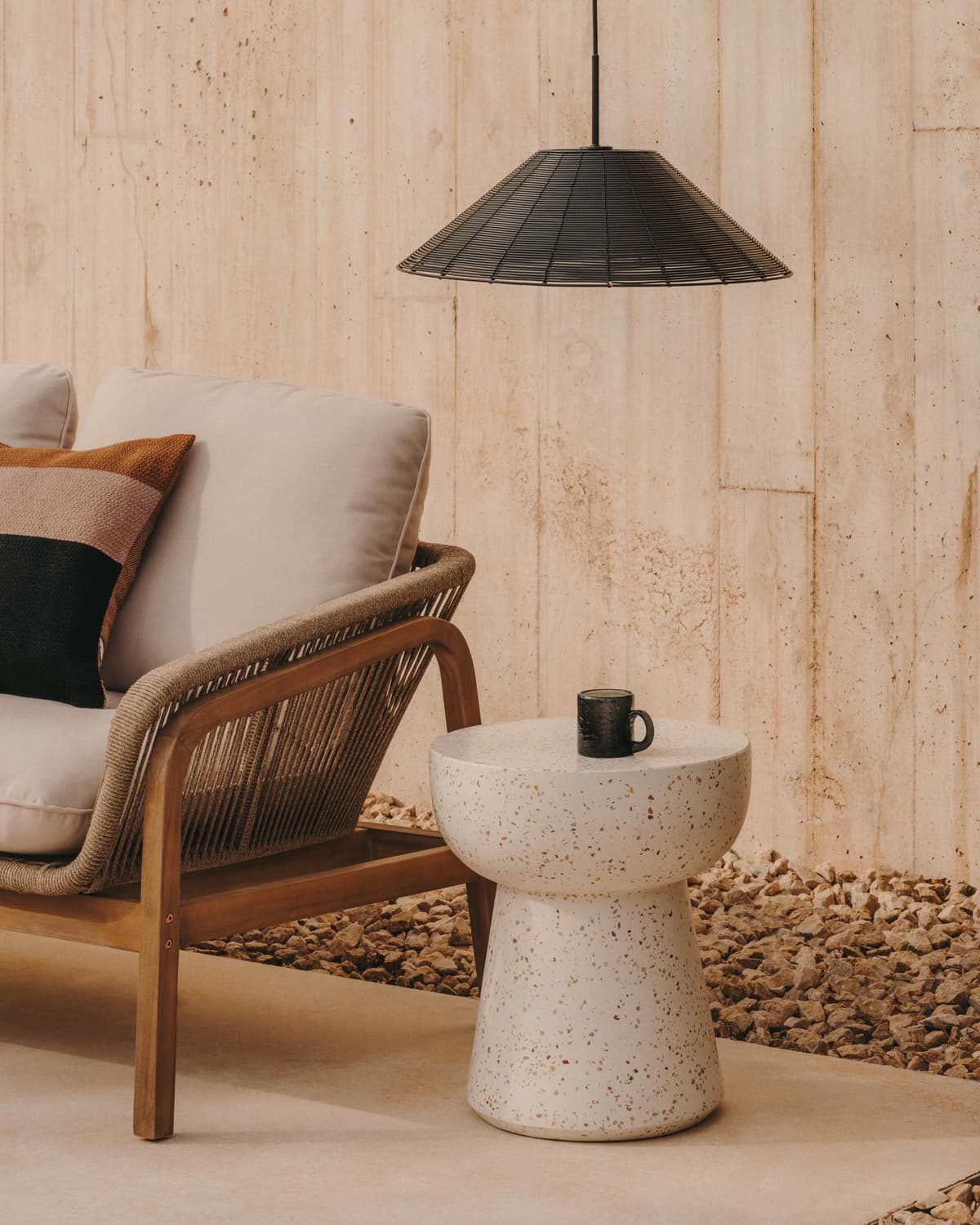 Kave Home Pada BijzettafelØ40 Wit Terrazzo thumbnail 2