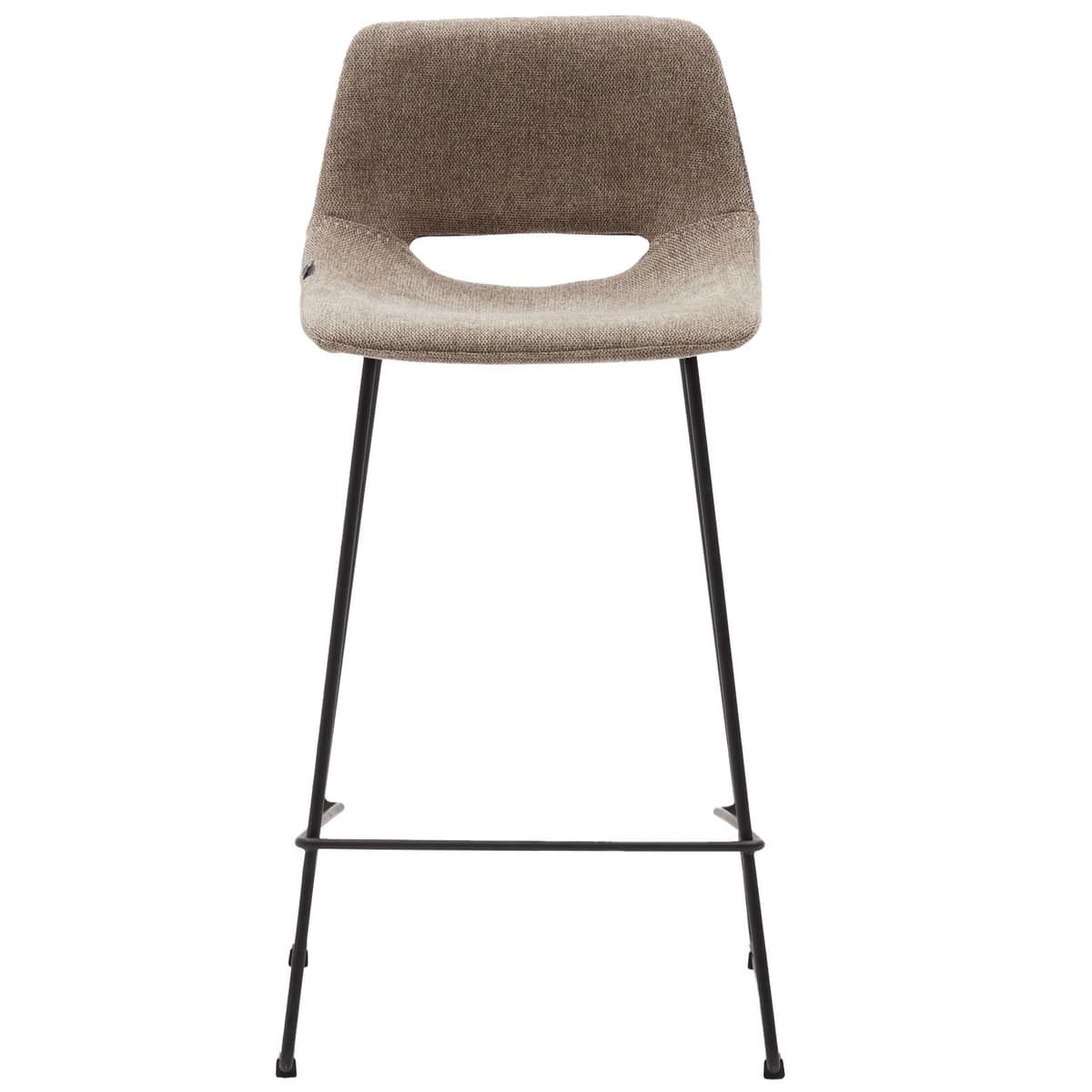 Kave Home Zahara Barkruk H76 Zwart Onderstel Bruin