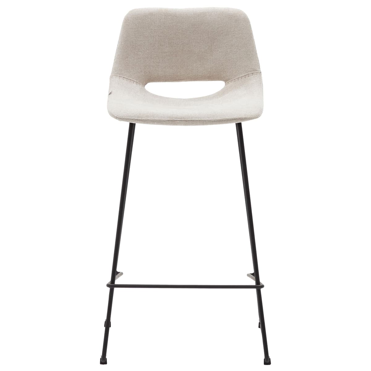 Kave Home Zahara Barkruk H76 Zwart Onderstel Beige