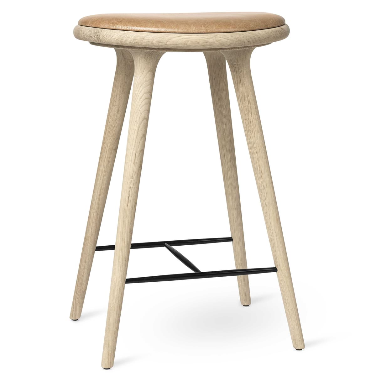 Mater Design High Stool Barkruk 69 Naturel Eiken Naturel Leer