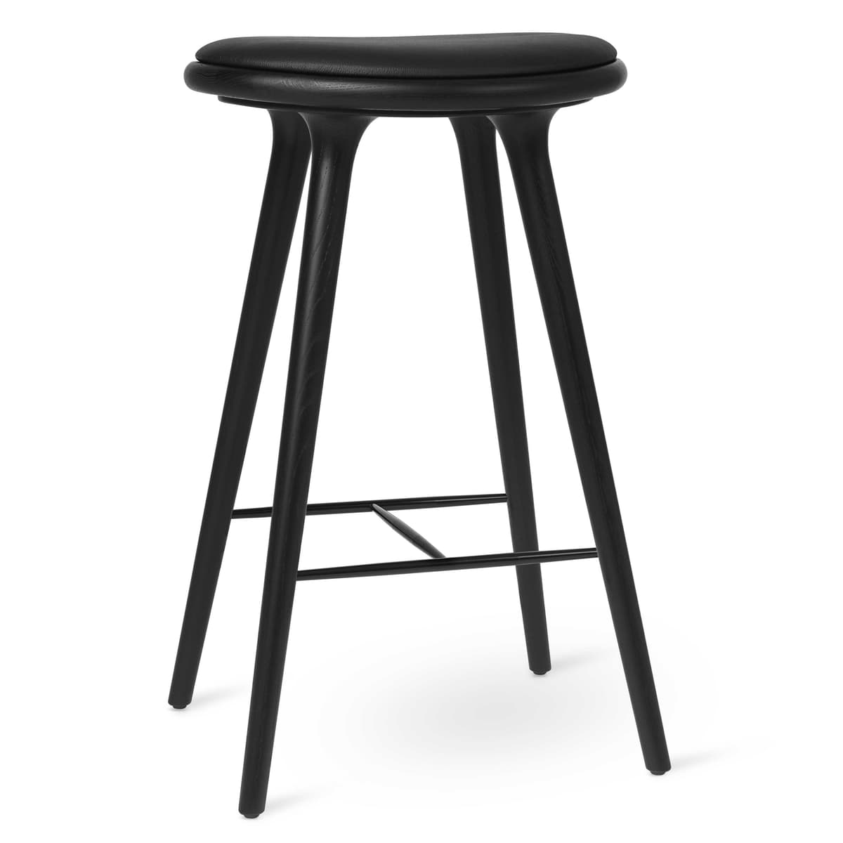 Mater Design High Stool Barkruk 74 Zwart Eik Zwart Leer