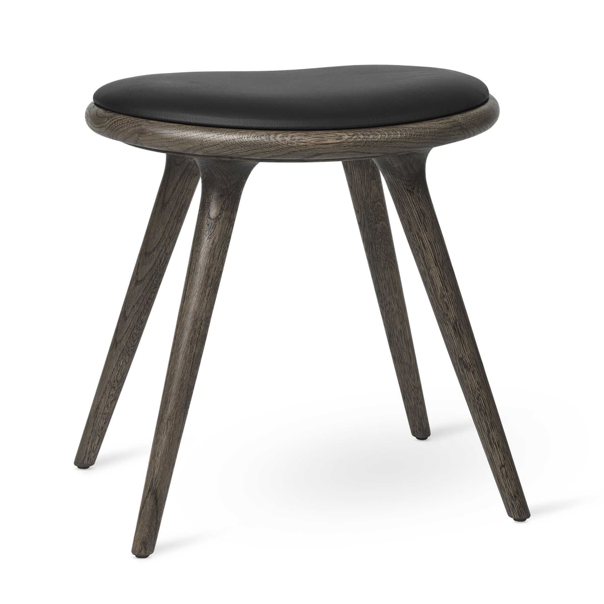 Mater Design Low Stool Kruk Grijs Eik Zwart Leer
