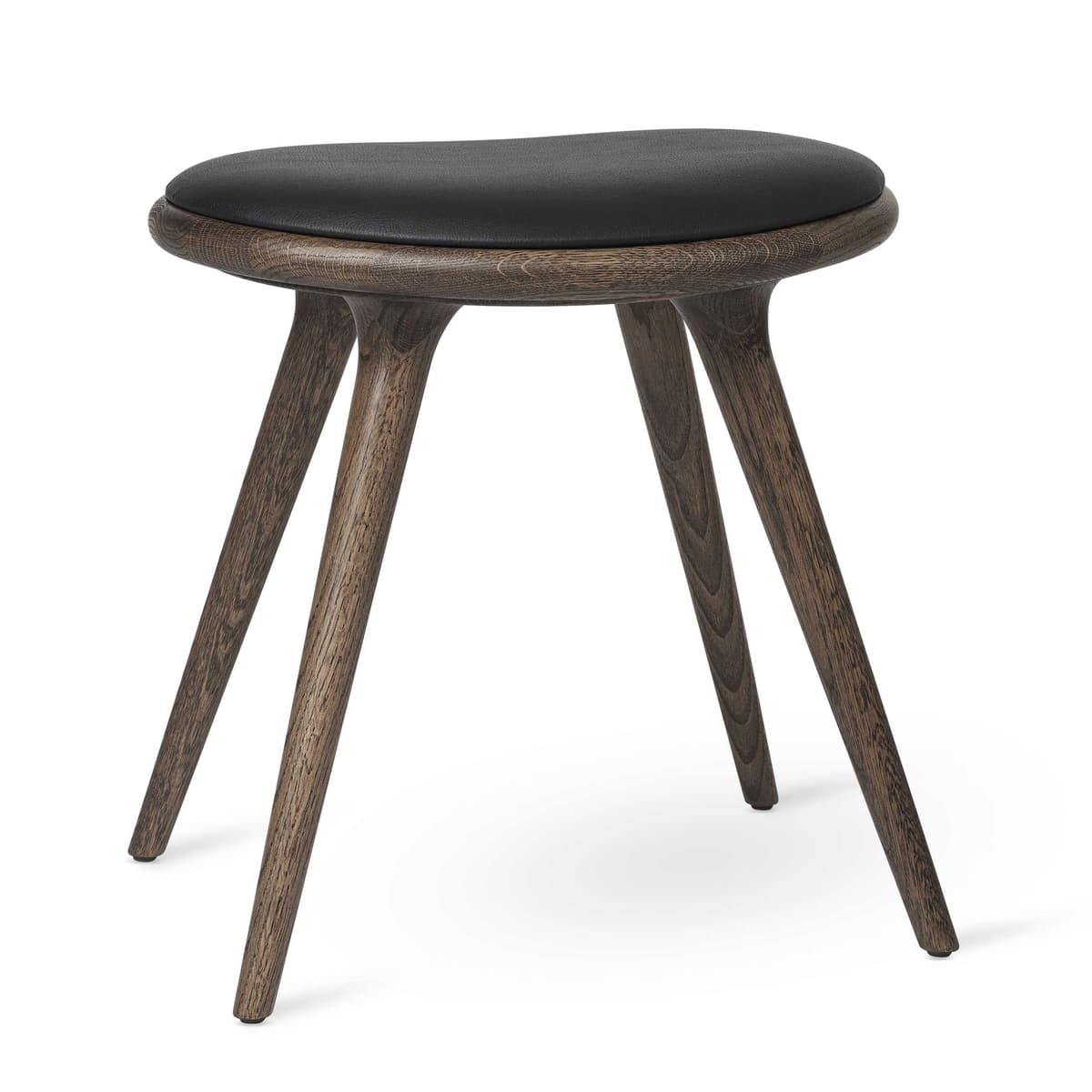 Mater Design Low Stool Kruk Donker Eik Zwart Leer