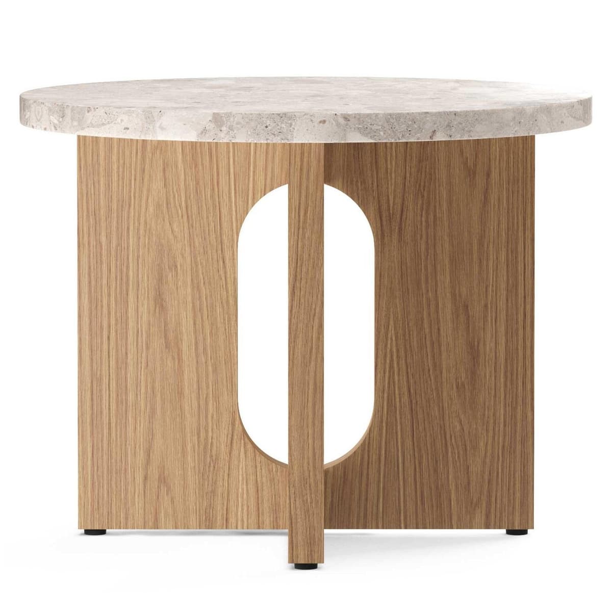 Audo Copenhagen Androgyne BijzettafelØ50 Naturel Eiken Kunis Breccia