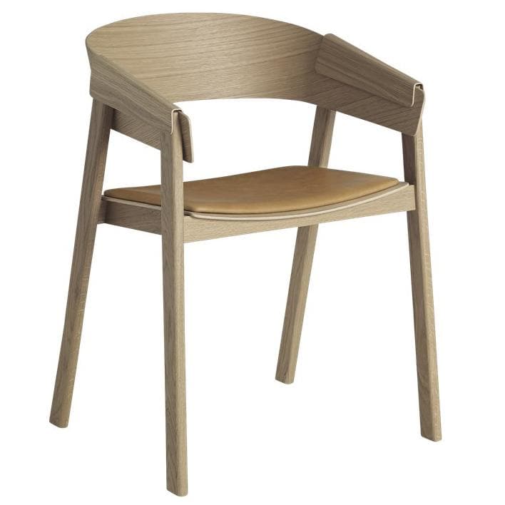Muuto Cover Stoel Met Kussen Refine Cognac Leer Eiken