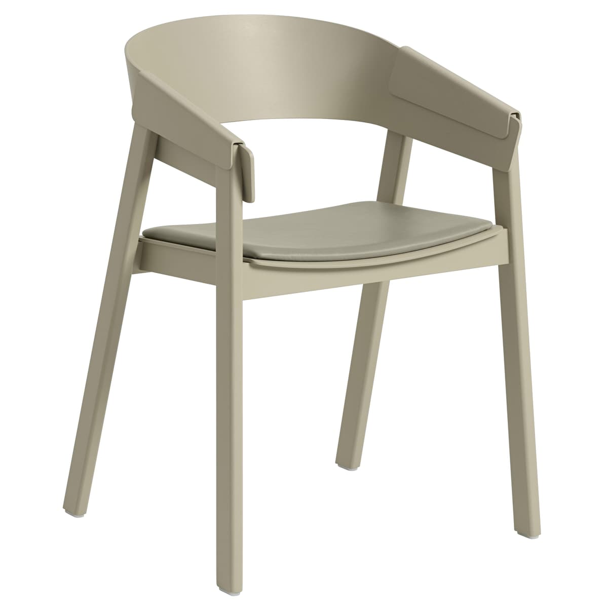Muuto Cover Stoel Met Kussen Dark Beige Refine Stone Leer