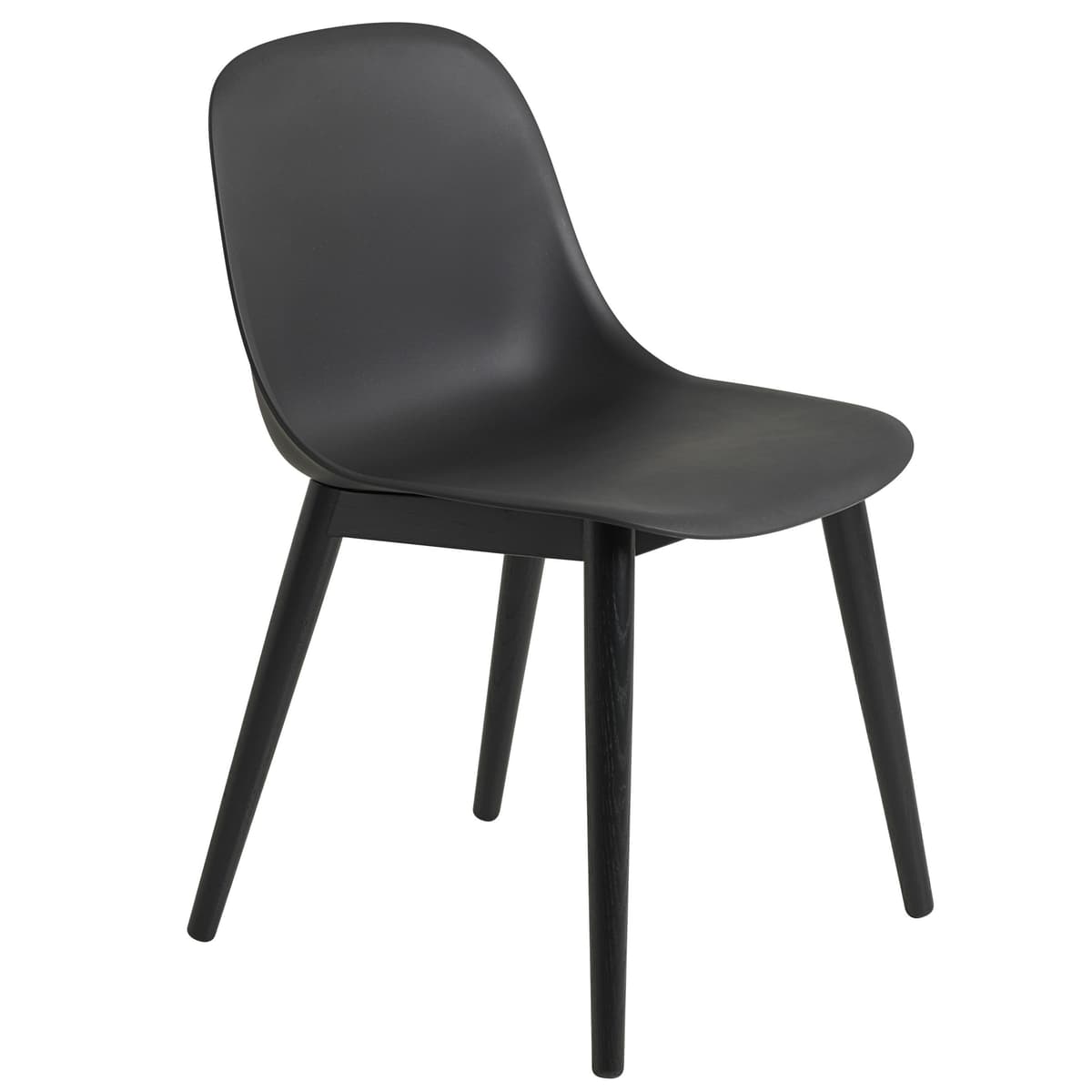 Muuto Fiber Side Wood Stoel Zwart