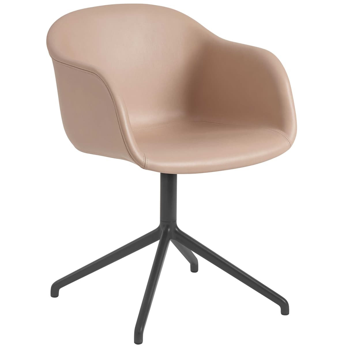 Muuto Fiber Swivel Stoel Refine Leer Beige
