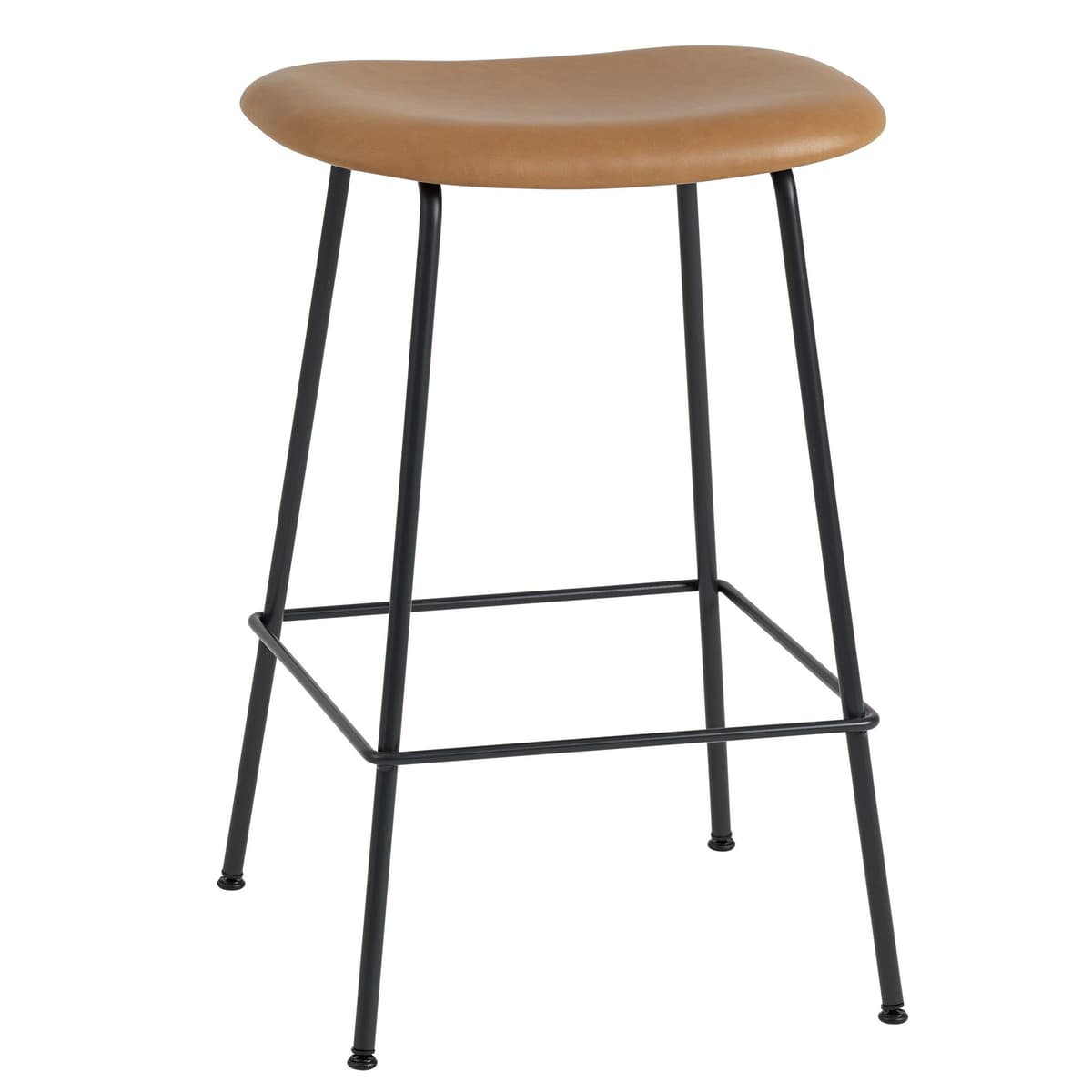 Muuto Fiber Tube Gestoffeerde Barkruk 65cm Cognac Leer