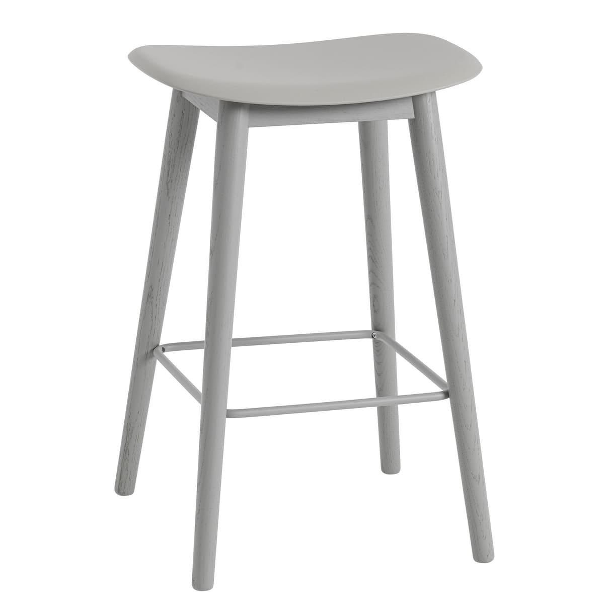 Muuto Fiber Wood Barkruk 65cm Grijs