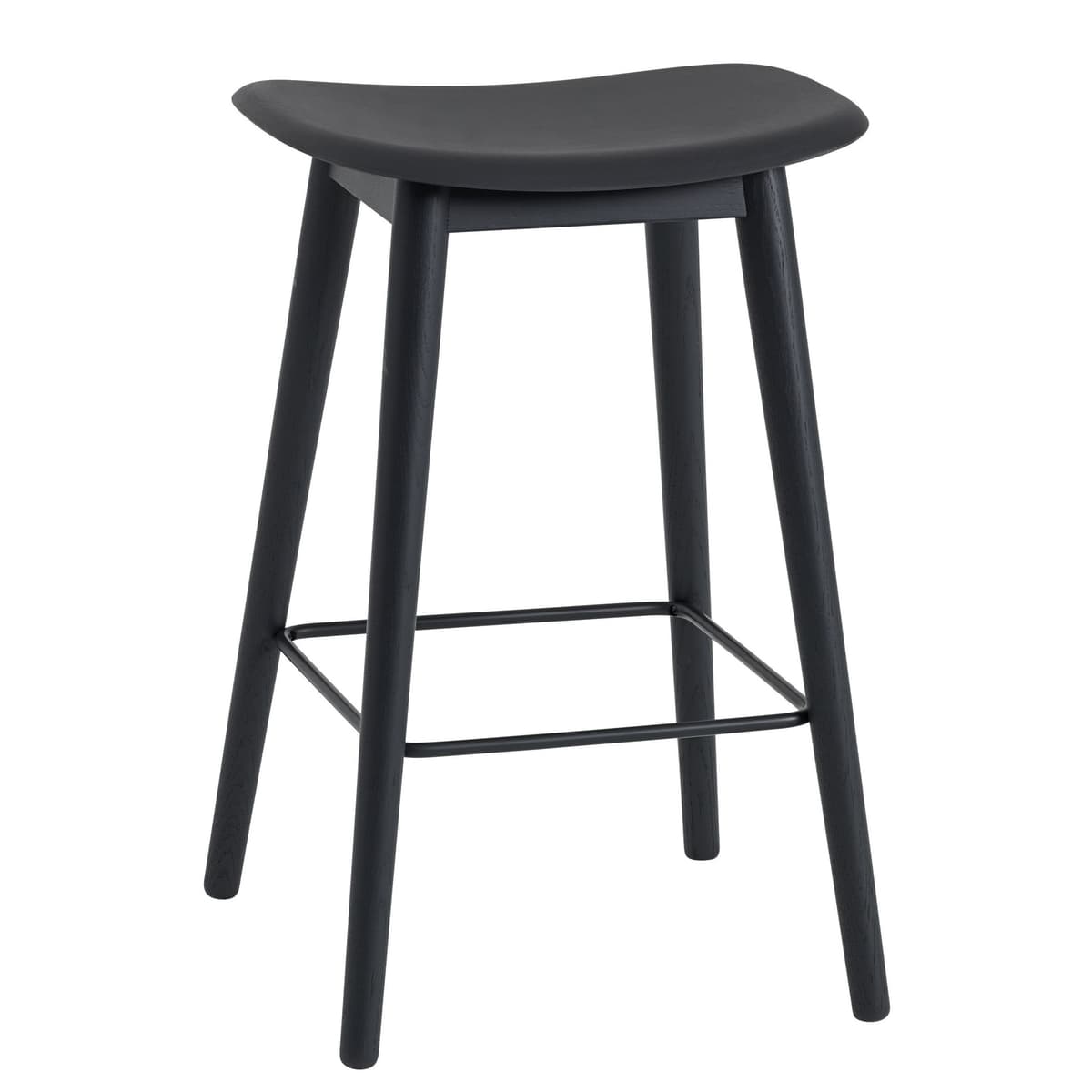 Muuto Fiber Wood Barkruk 65cm Zwart