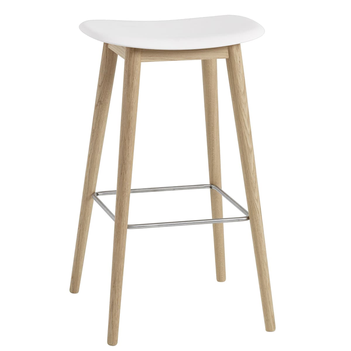 Muuto Fiber Wood Barkruk 75cm Wit