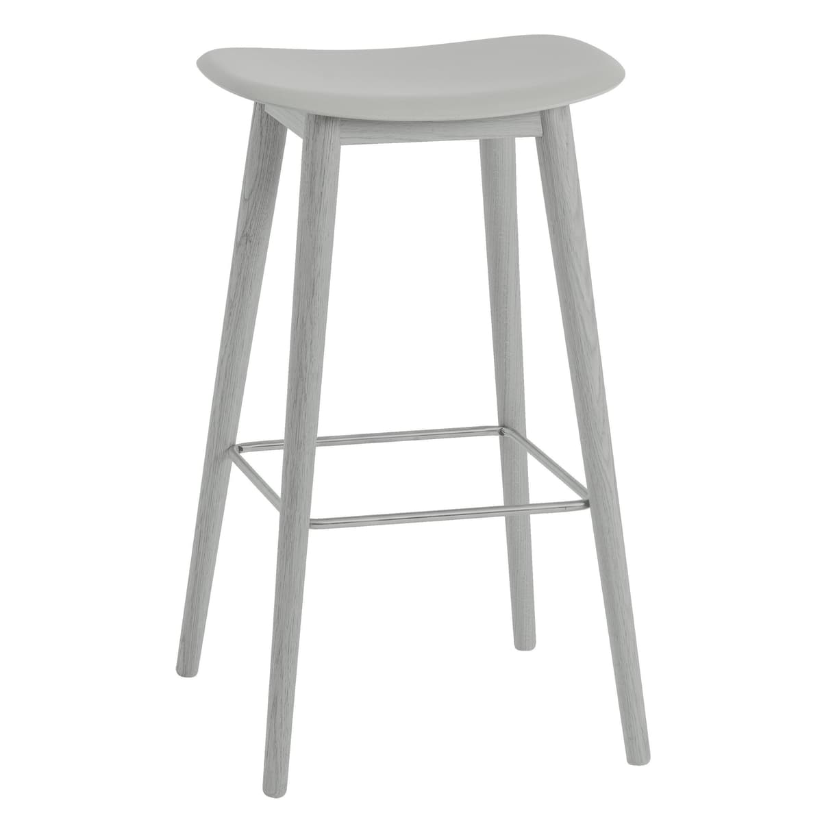 Muuto Fiber Wood Barkruk 75cm Grijs