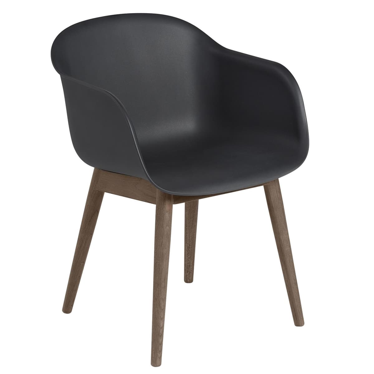 Muuto Fiber Wood Stoel Zwart Donker Gelakt Eiken