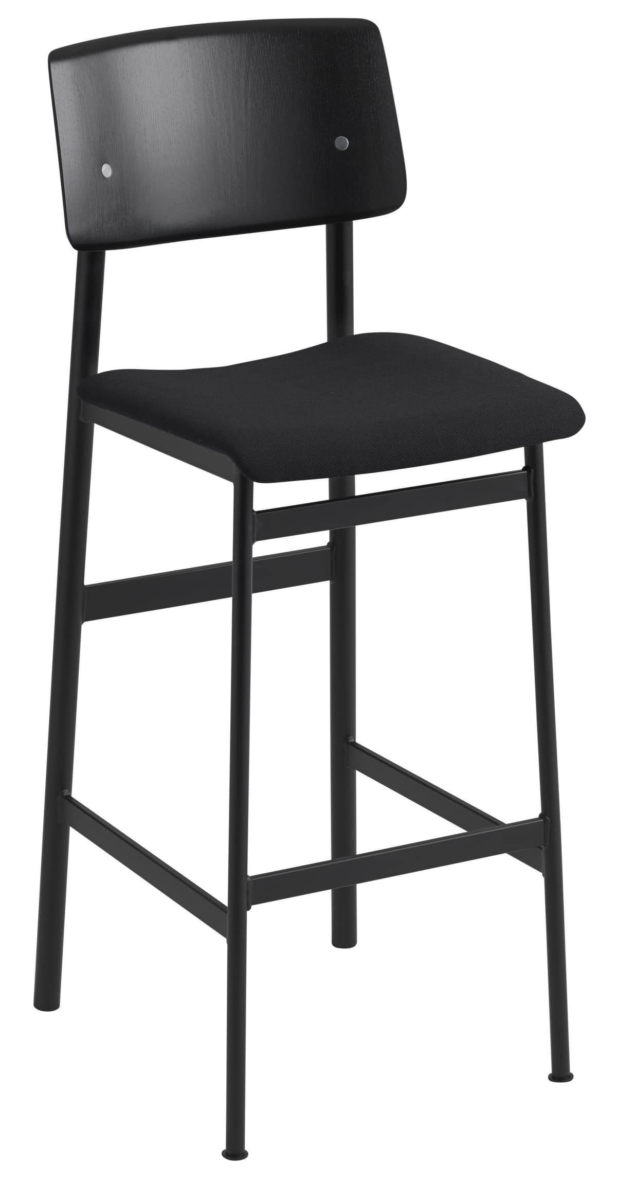 Muuto Loft Gestoffeerde Barkruk 75cm Steelcut 190 Zwart/Zwart