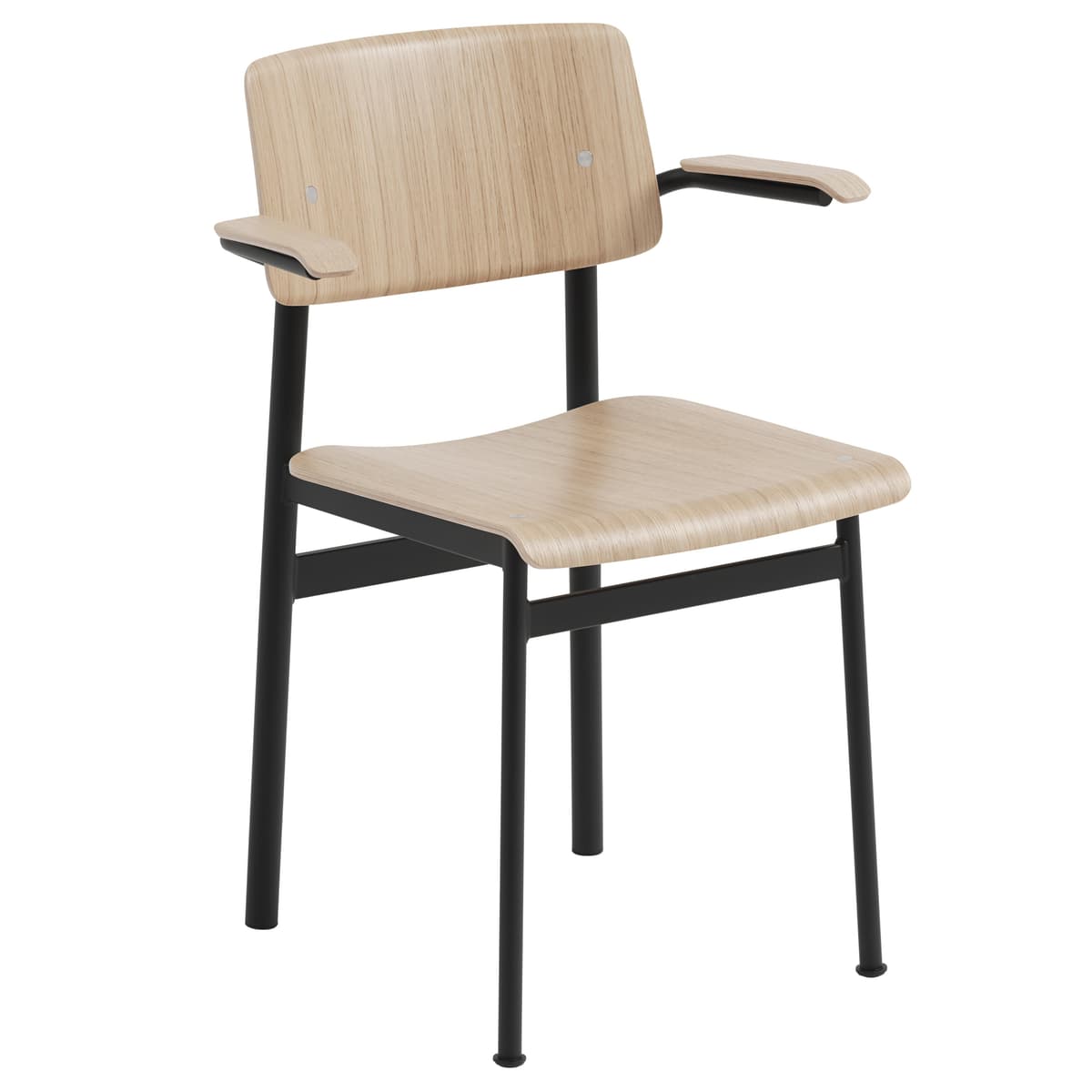 Muuto Loft Stoel Met Armleuning Eiken Zwart Onderstel
