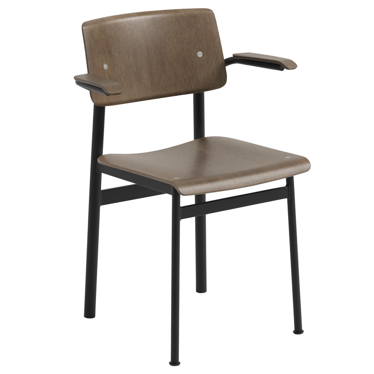 Muuto Loft Stoel Met Armleuning Donkerbruin Zwart Onderstel