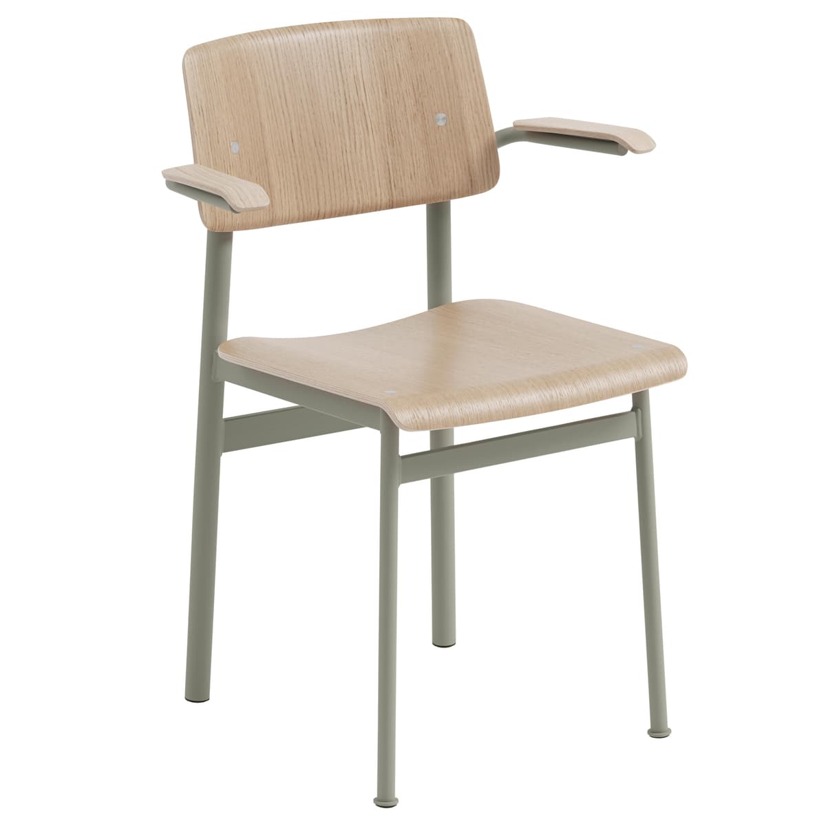 Muuto Loft Stoel Met Armleuning Eiken Groen Onderstel