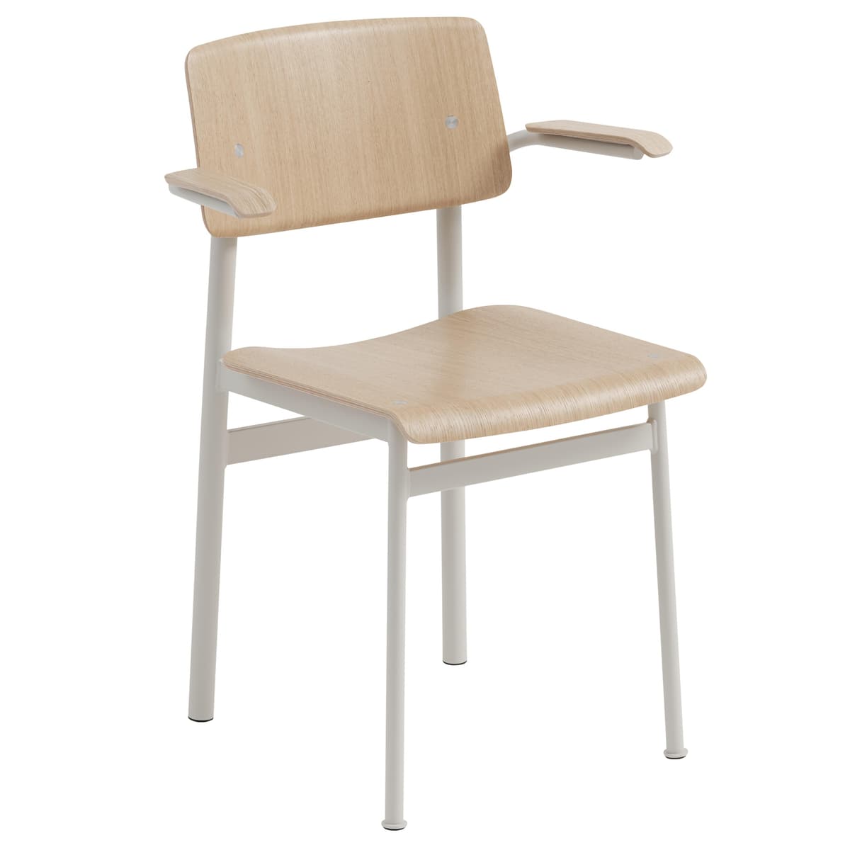 Muuto Loft Stoel Met Armleuning Eiken Grijs Onderstel
