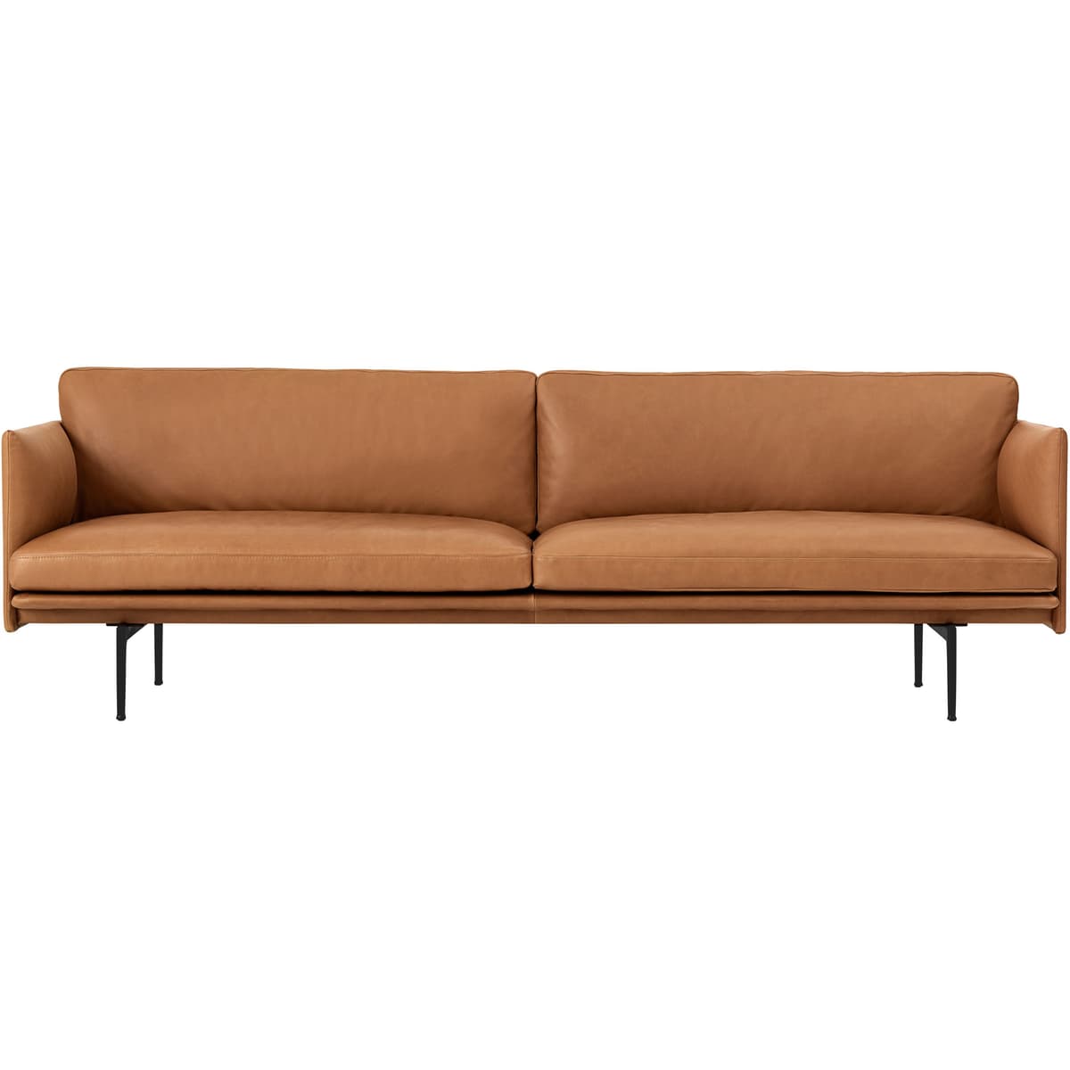 Muuto Outline Bank 3-zits Silk Leder Cognac