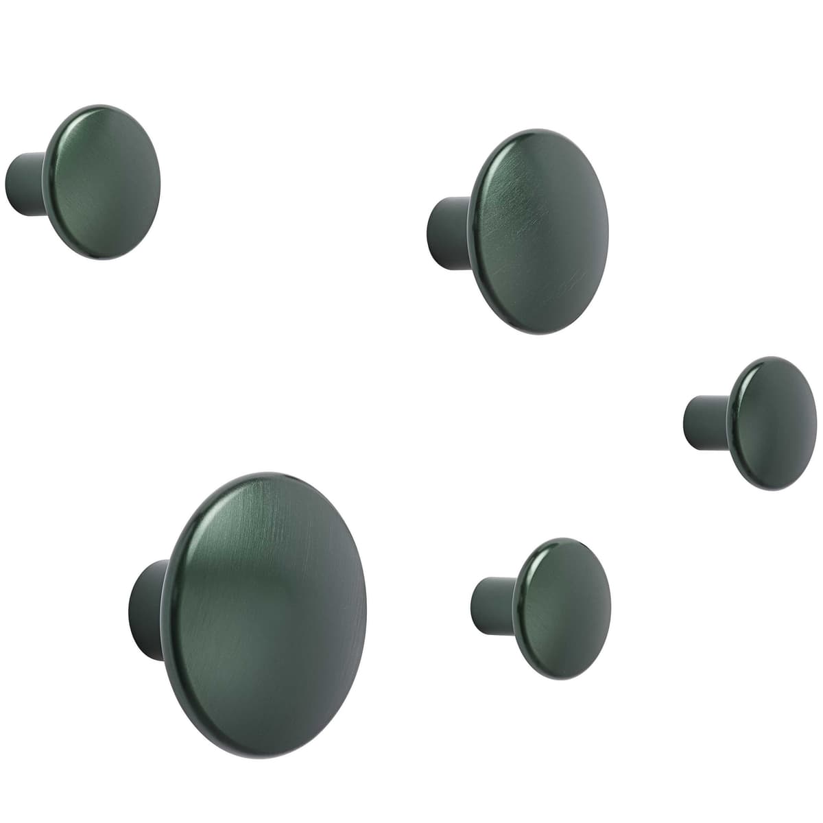 Muuto The Dots Metal Haak Set Van 5 Dark Green