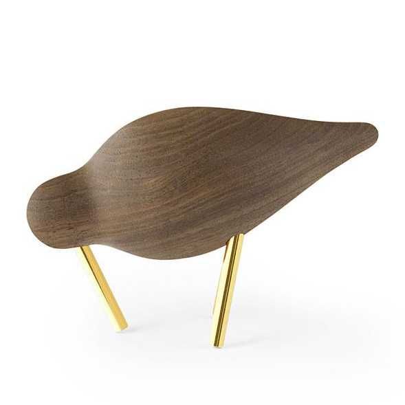 Normann Copenhagen Shorebird Vogel Decoratie Small Walnoot Messing