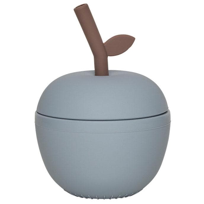 OYOY Apple Drinkfles Siliconen Dusty Blue