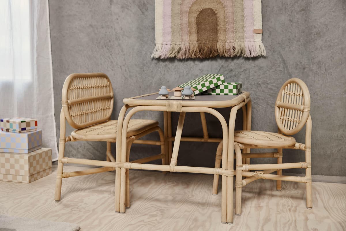 OYOY Nana Mini Kindertafel 70x48 Rattan thumbnail 2